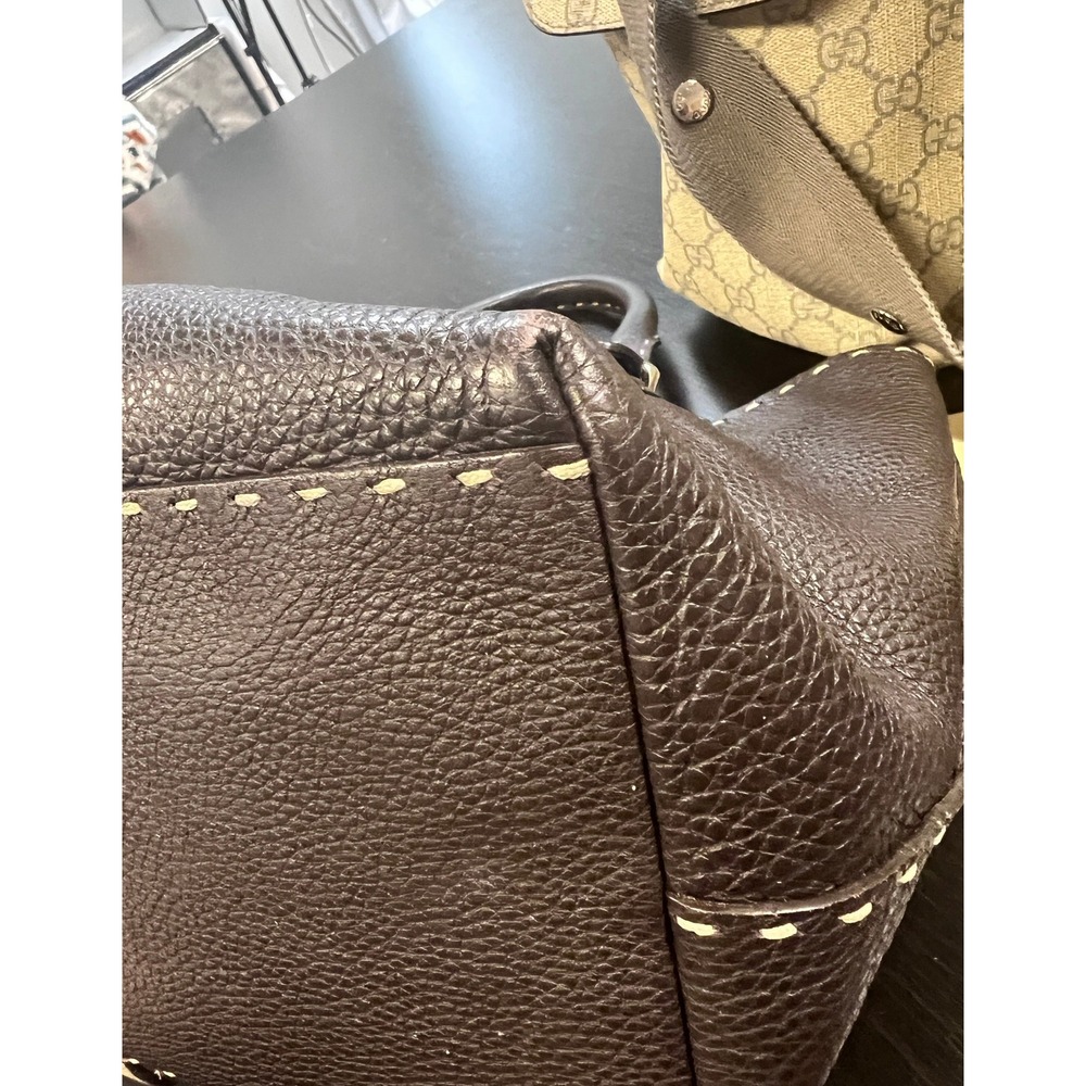 Fendi Selleria Villa Borghese Bag Womens Medium Brown Excellent Pebbled Leather - Picture 13 of 13